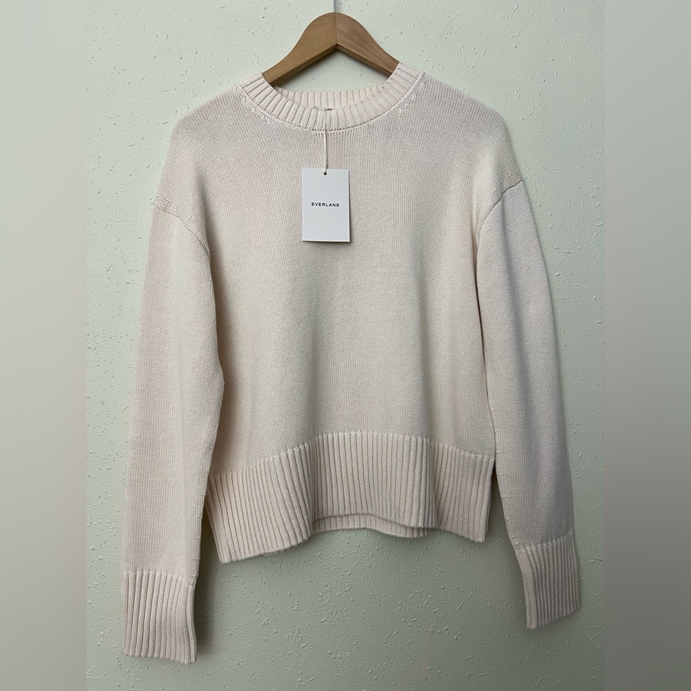 NWT Everlane Organic Cotton The Boxy Sweater in Everyday Cotton Canvas Size XS - Picture 4 of 13